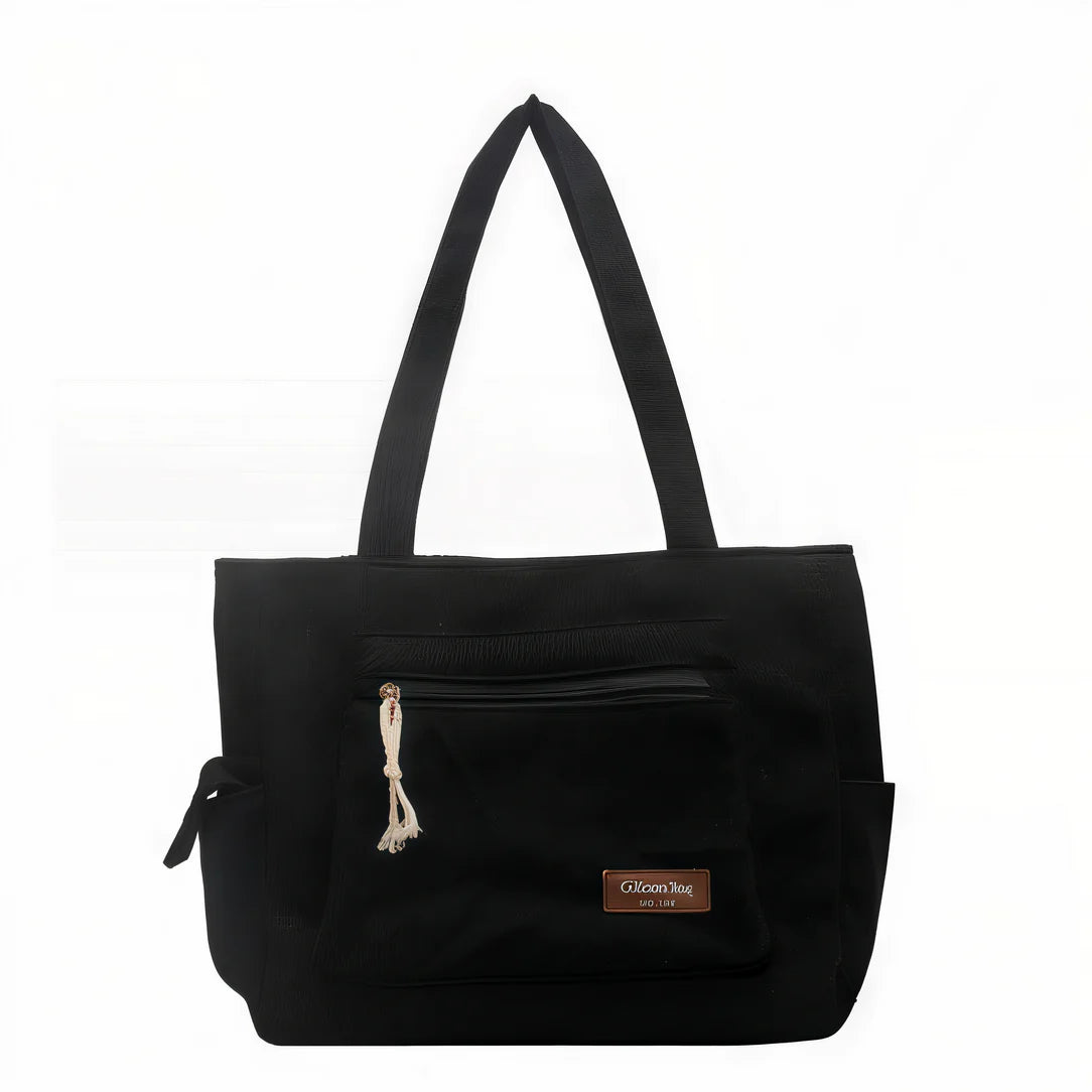 Sac besace en velours côtelé noir pour un style tendance et pratique