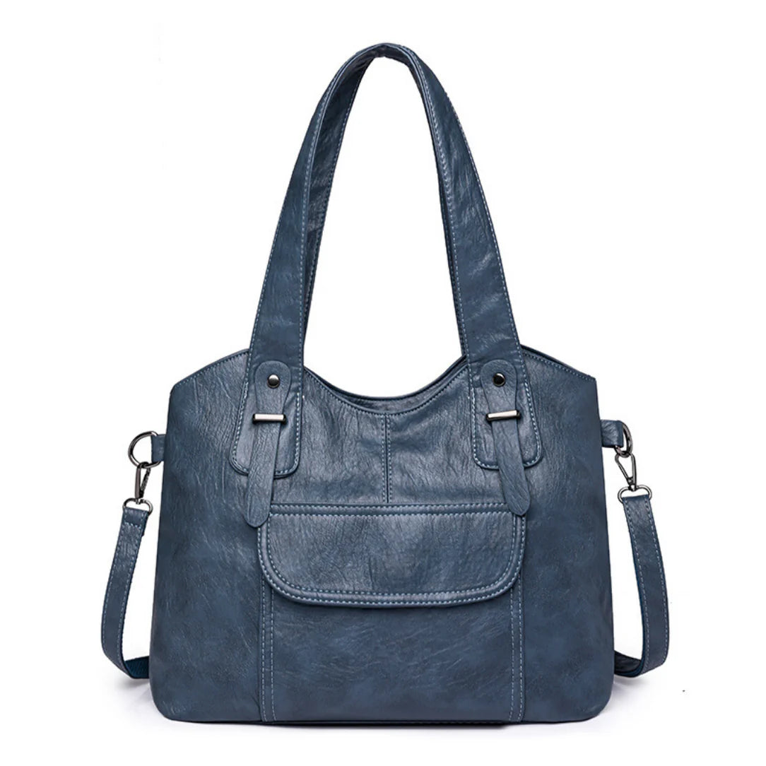 Sac cabas en cuir souple Varenzo avec port main et bretelles épaisses