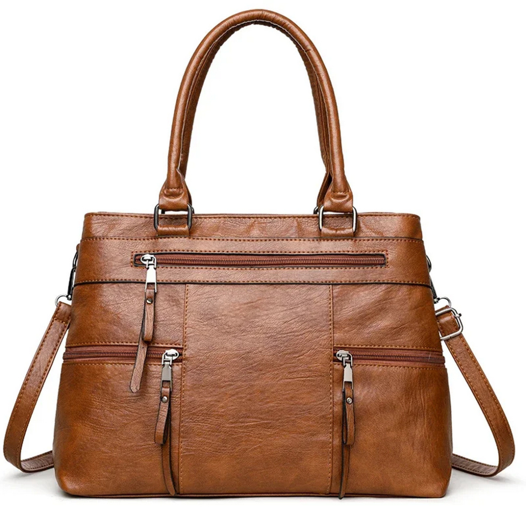 Sac de cour en cuir Vander en simili cuir avec multiples poches zippées