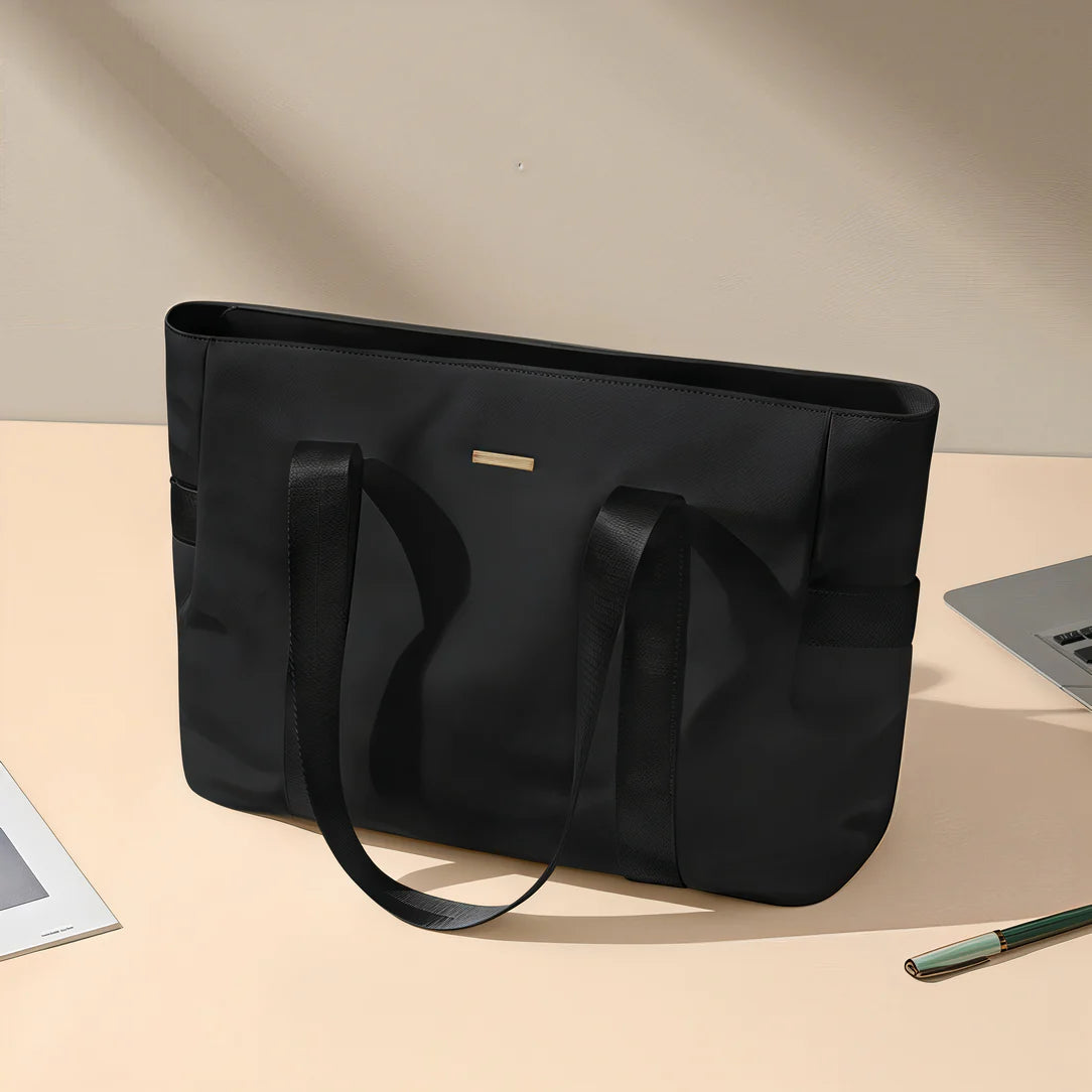 Sac de cour étudiante Myriade : sac à main noir avec poignées pour effets personnels