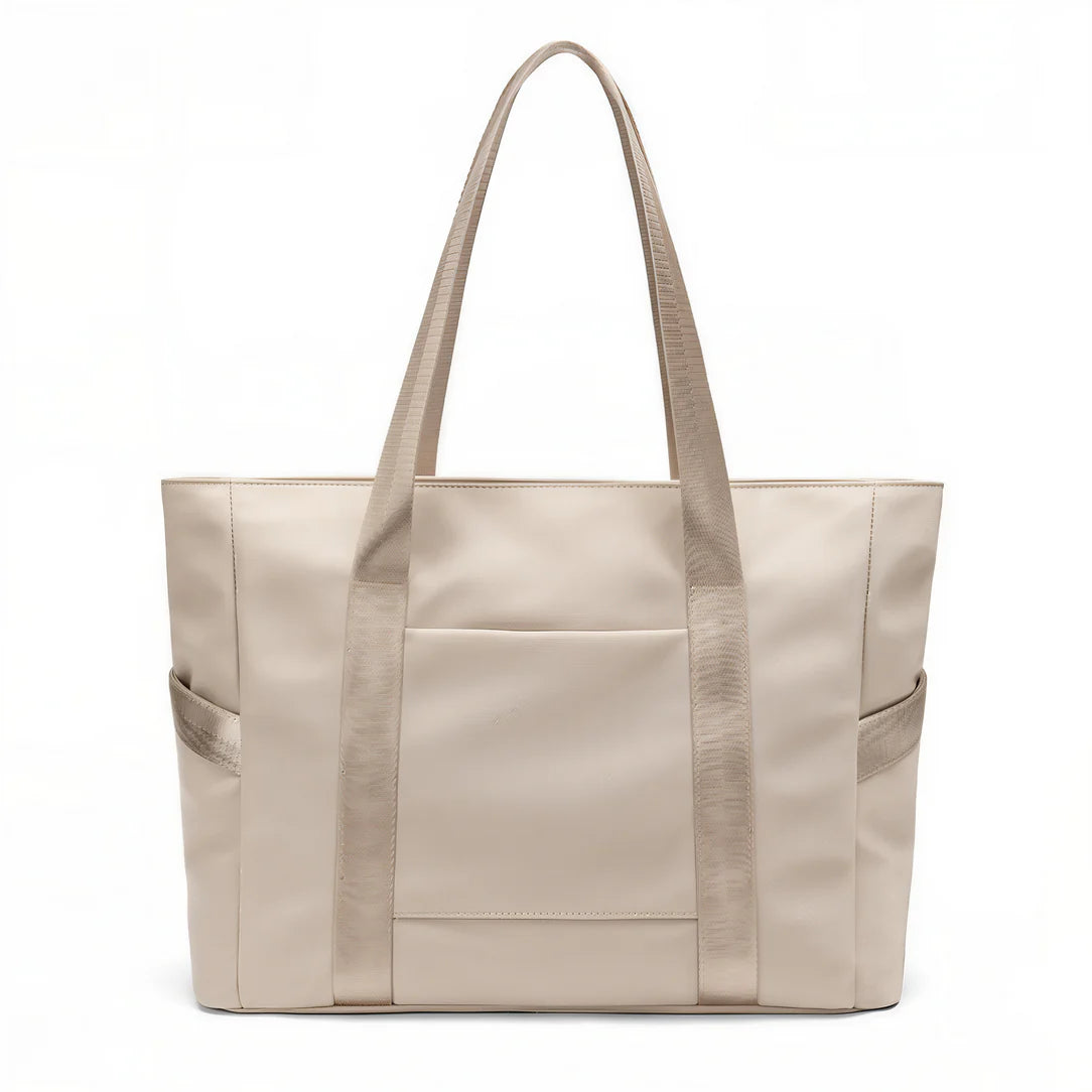 Sac de cour étudiante Myriade beige avec handles, parfait pour effets personnels