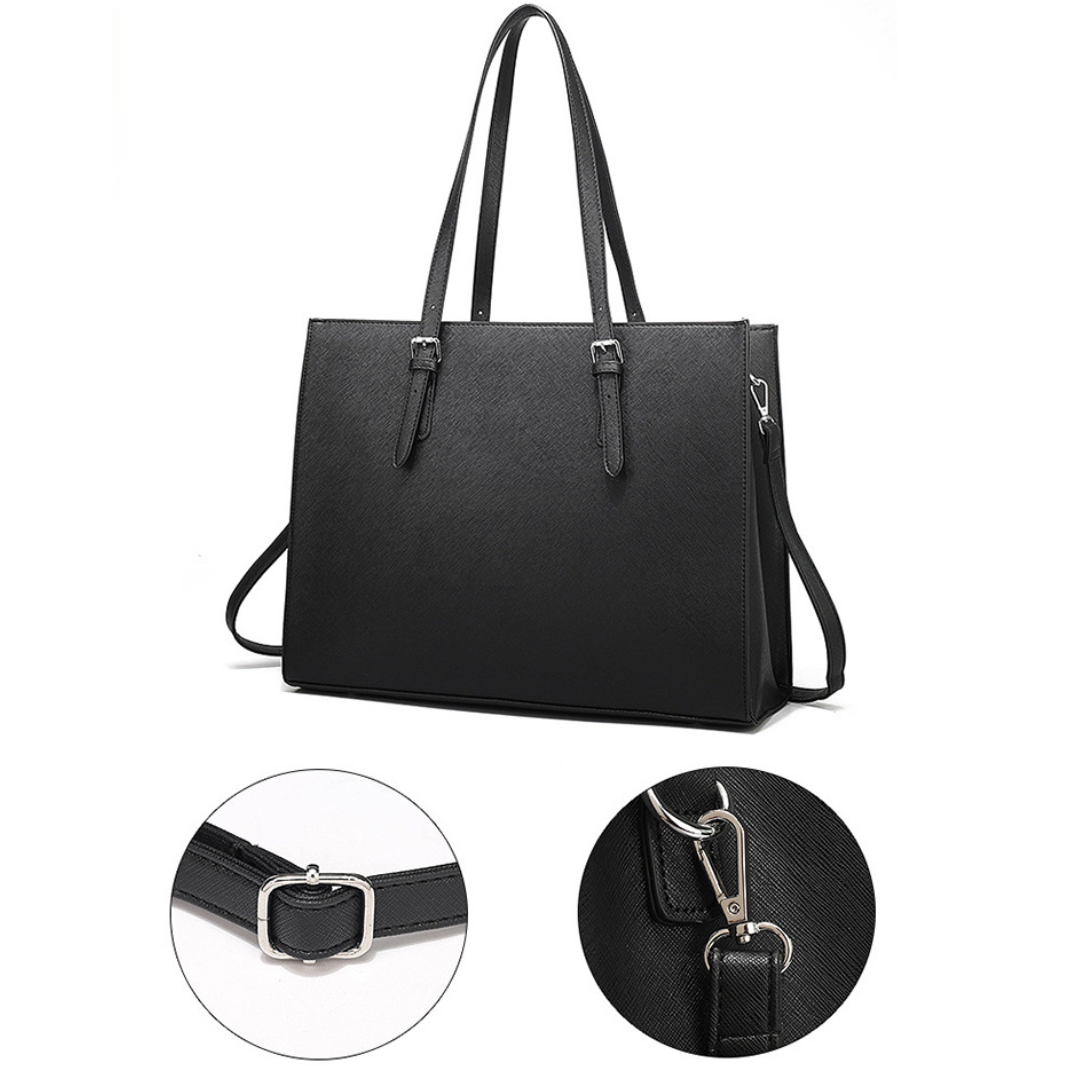 Sac de cour noir Tessium en faux cuir, tote bag élégant et pratique