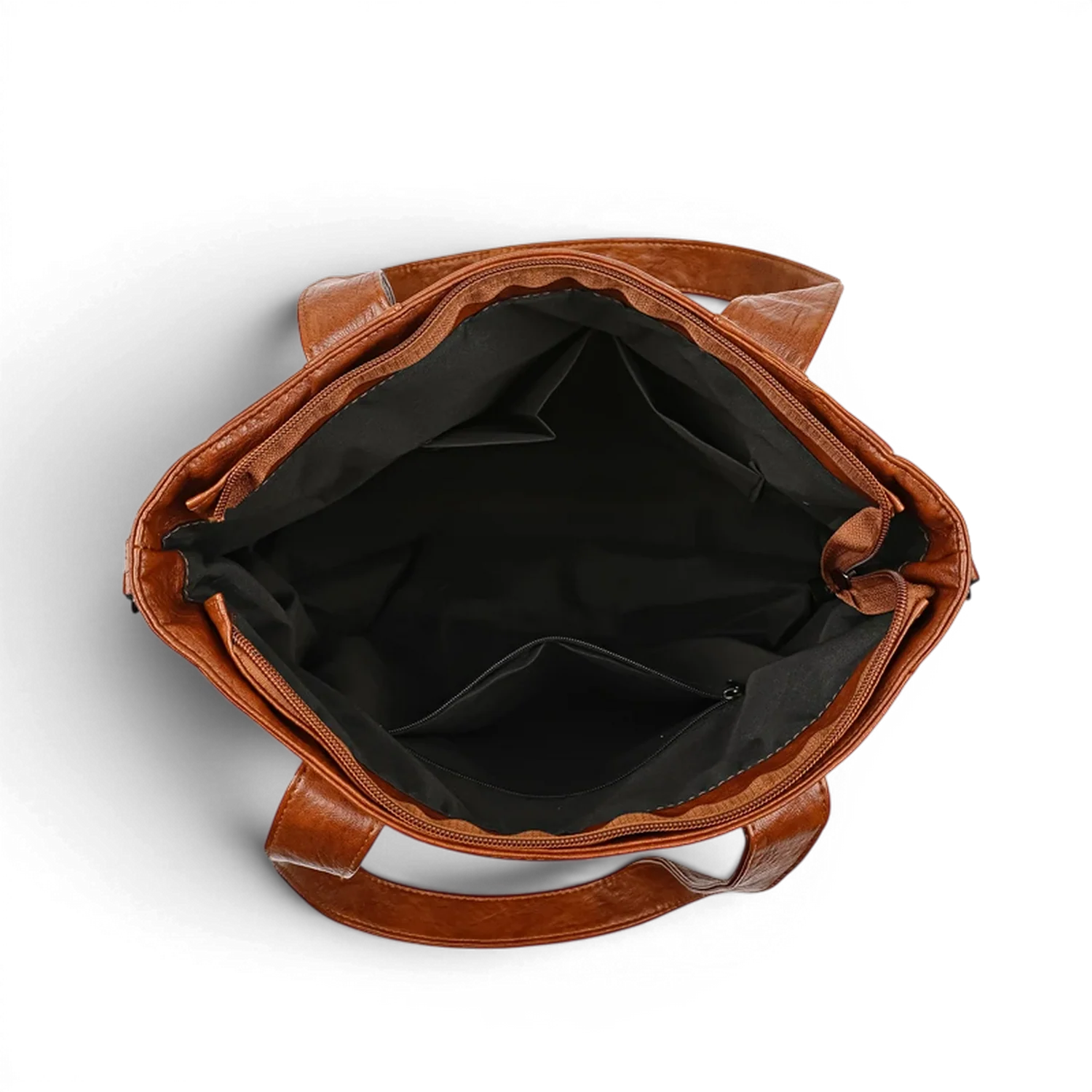 Sac de cours à bandoulière chic trois ensembles wanderval en cuir marron avec doublure intérieure noire et fermeture éclair
