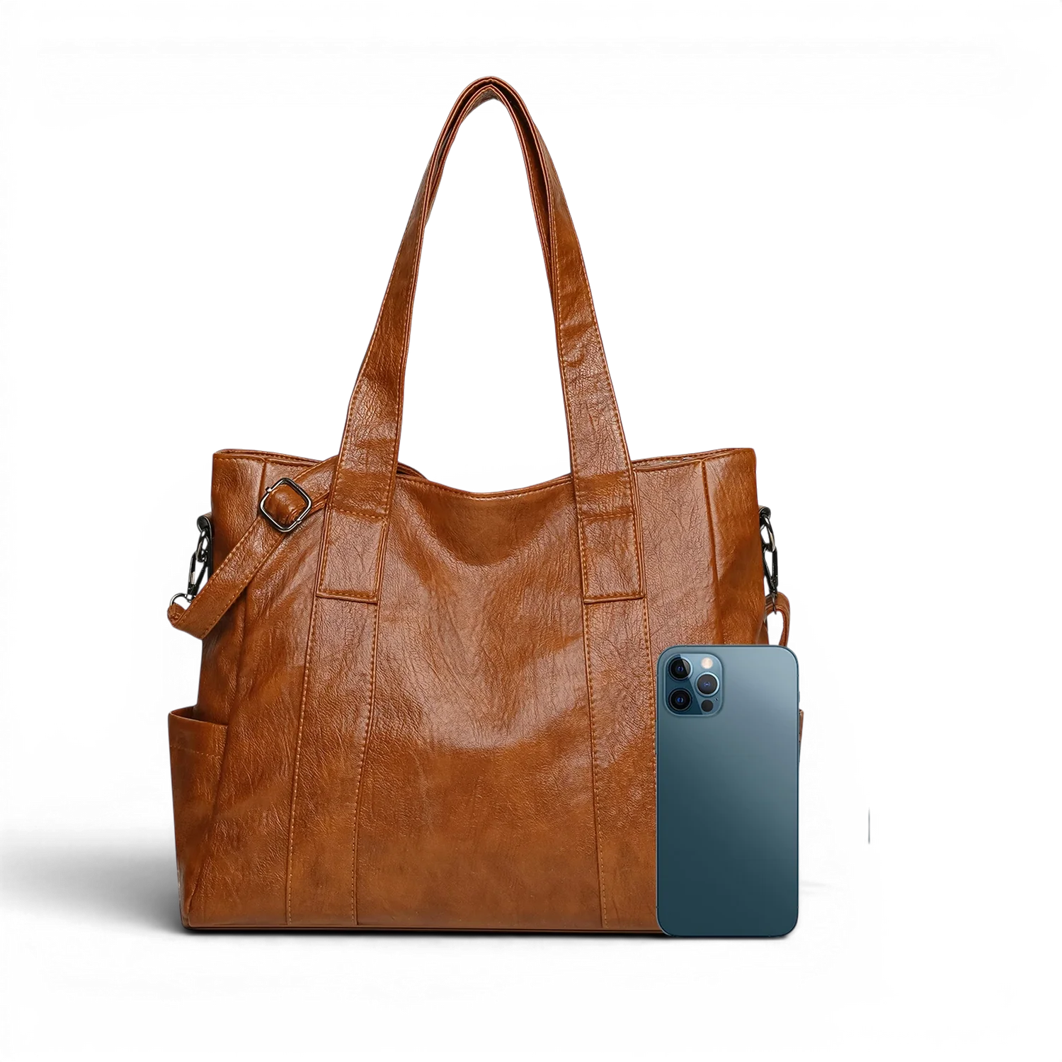 Sac de cours à bandoulière chic wanderval en cuir marron avec poche avant et bandoulière réglable
