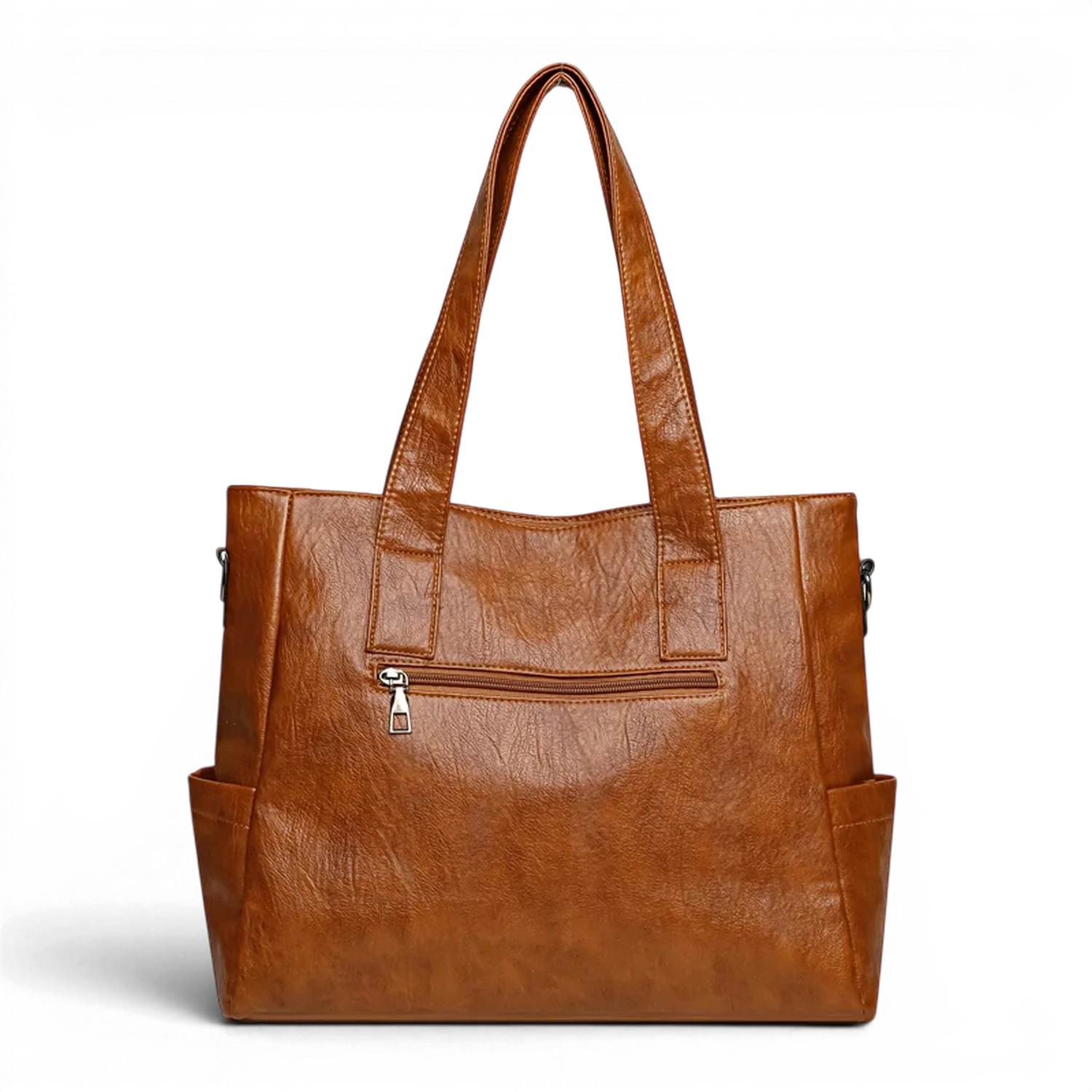 Sac de cours à bandoulière chic 3 ensembles wanderval en cuir marron avec deux poignées et poche avant zippée