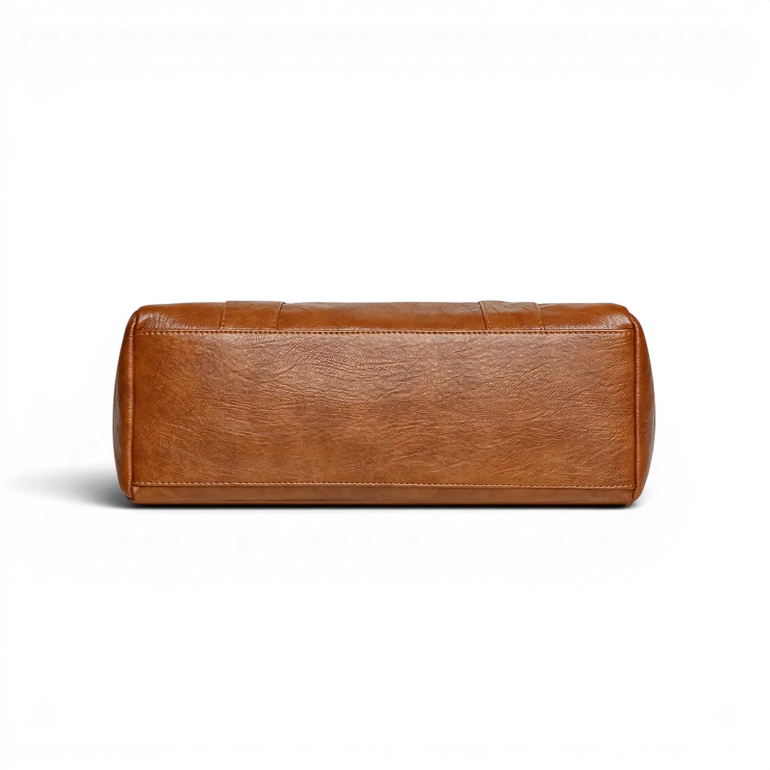 Sac de cours à bandoulière chic en cuir marron clair avec forme rectangulaire et coutures visibles wanderval