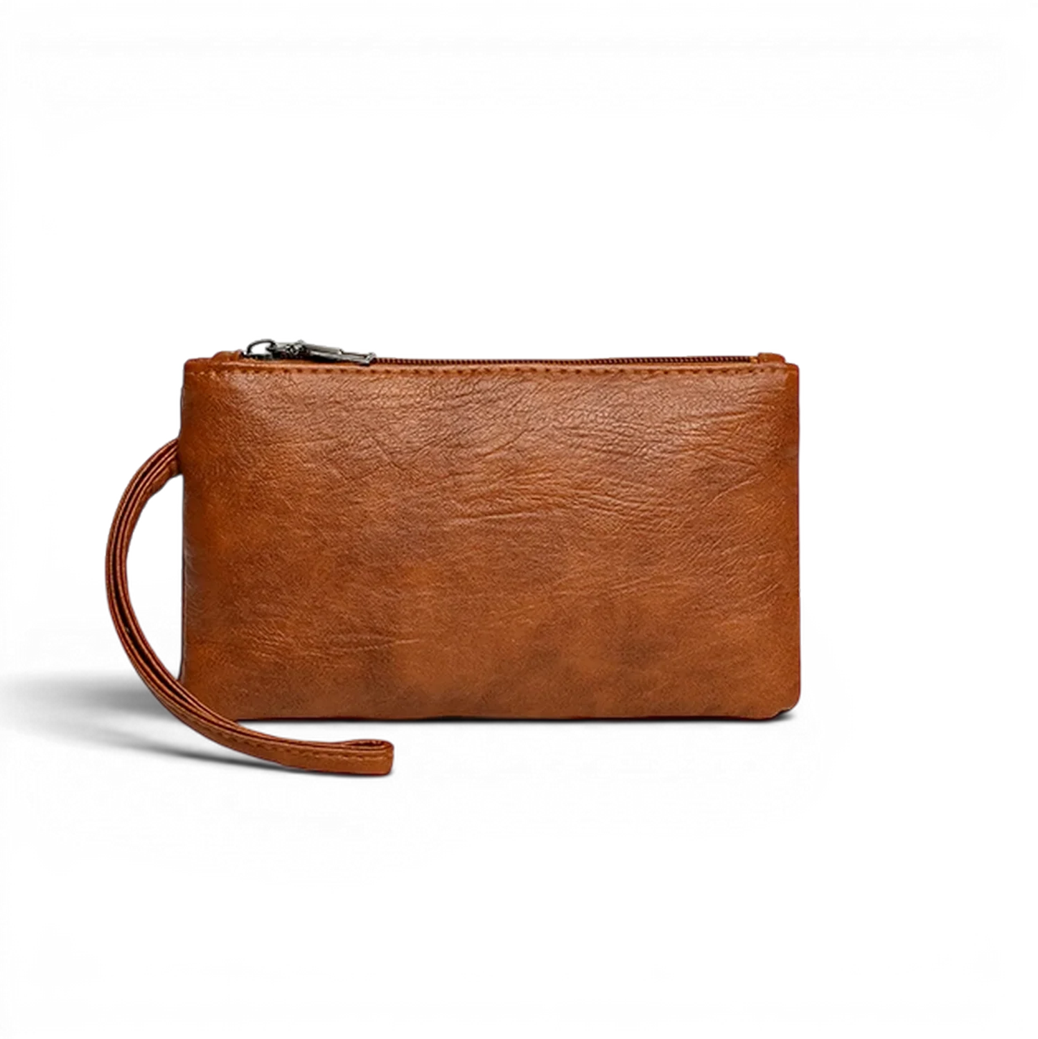 Sac de cours à bandoulière chic 3 ensembles wanderval avec wristlet en cuir marron à fermeture éclair et sangle assortie