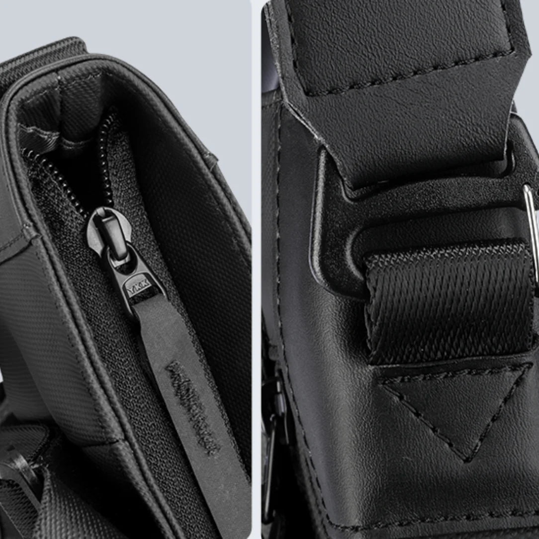 Détails en cuir noir du sac de cours homme Gradus, style homme Gradus