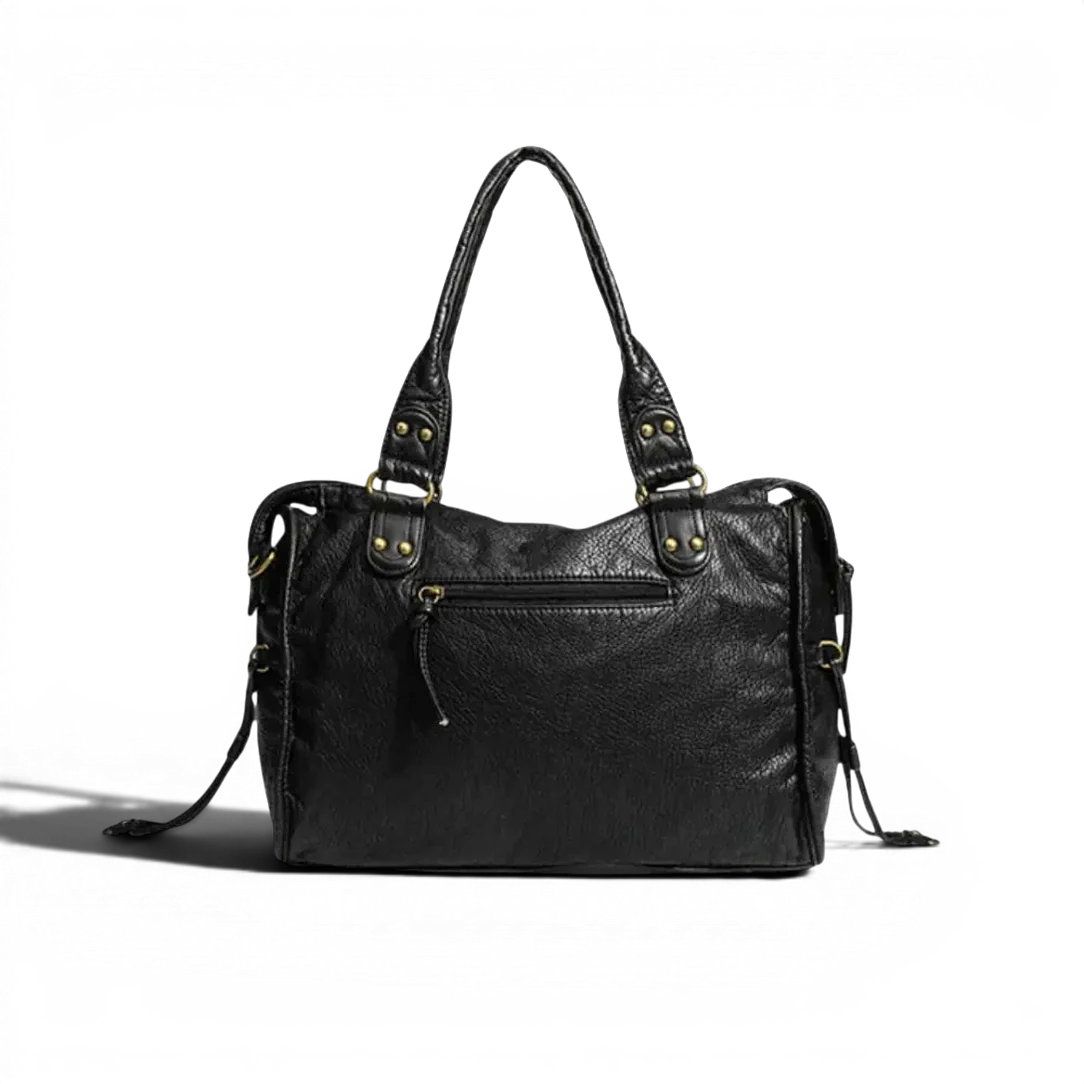 Sac de cours - Klassi sac en cuir noir avec bandoulières pour usage quotidien