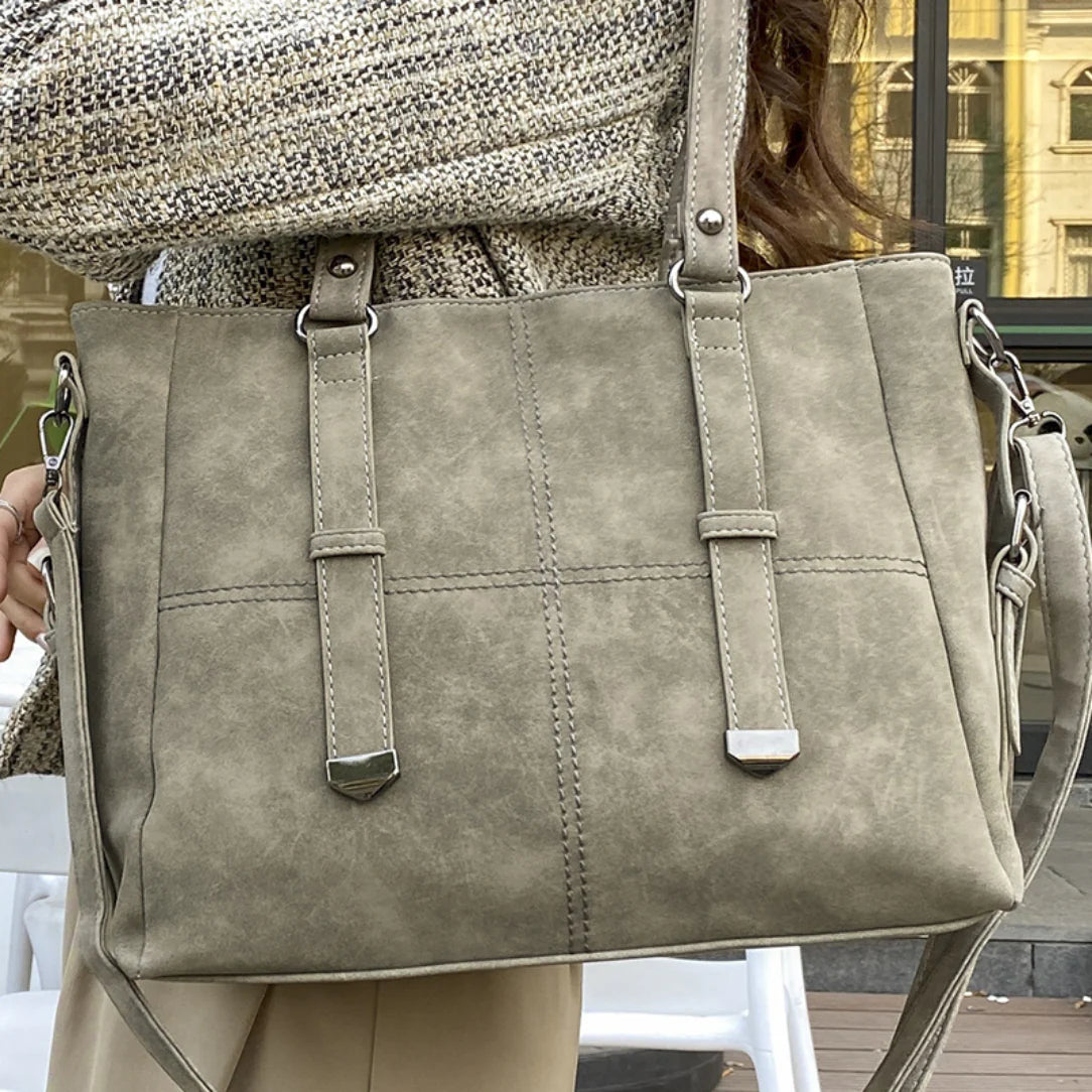 Sac de cours vintage Mirado en faux-suède gris pour un style intemporel et élégant