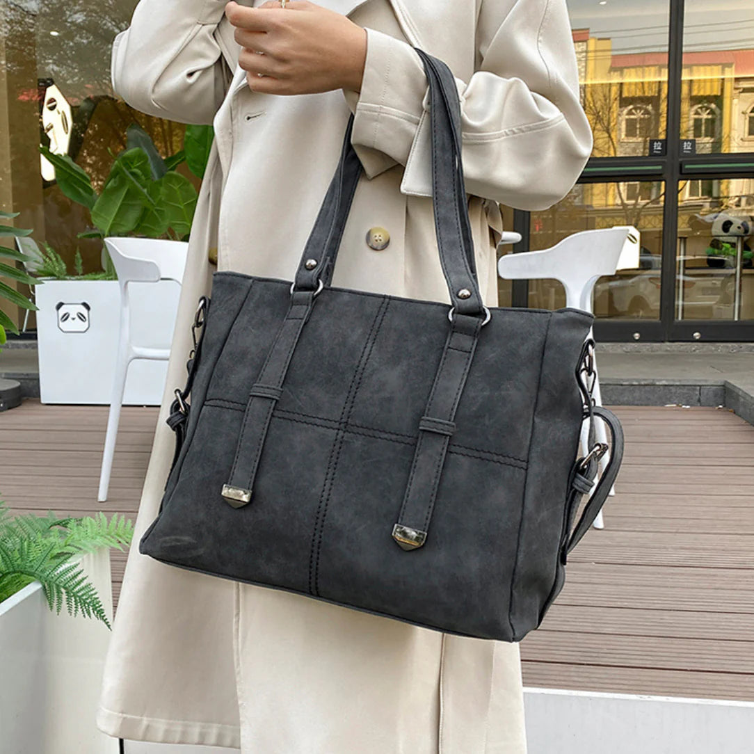 Sac de cours vintage Mirado en faux-suède gris, style vintage Mirado authentique