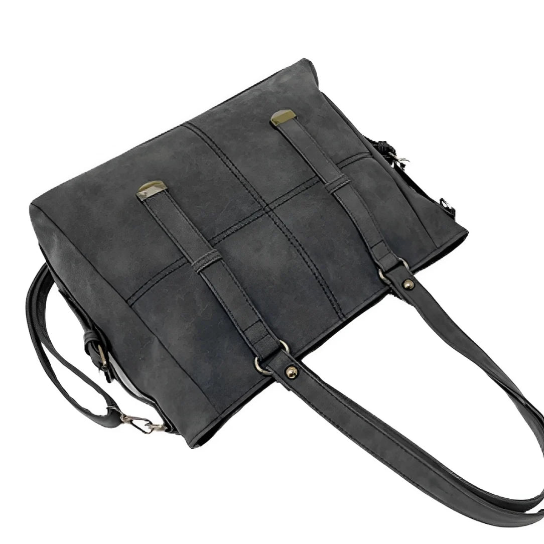 Sac de cours vintage Mirado en cuir gris, style classique et tendance