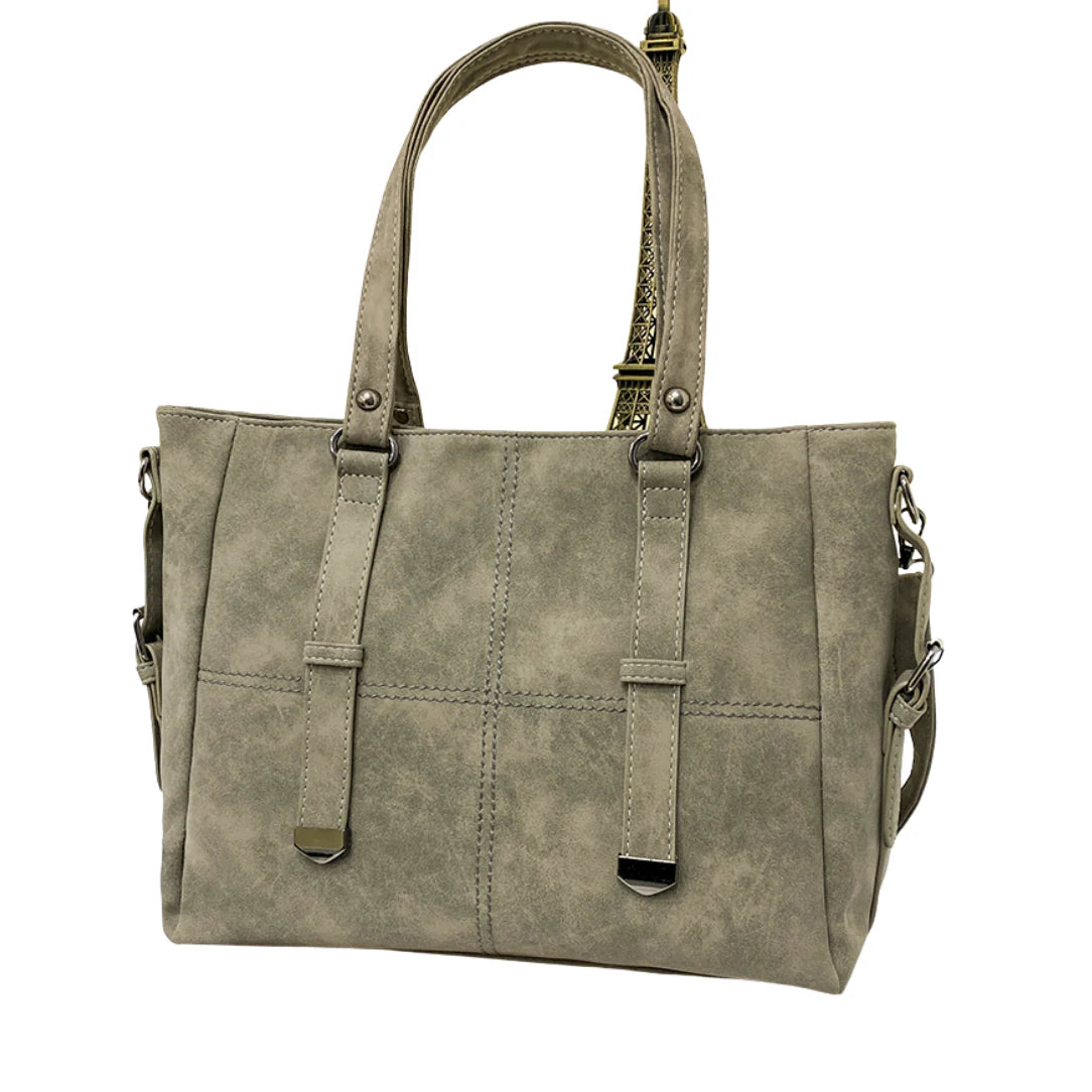 Sac de cours vintage Mirado en faux-leather gris, élégant modèle Cours Vintage