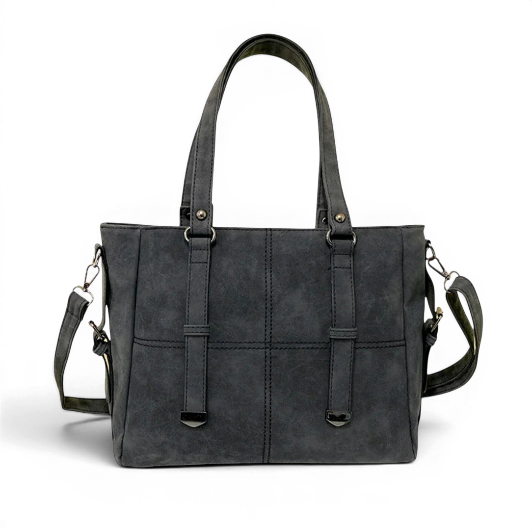 Sac de cours vintage mirado en toile suédée grise avec anses pour usage quotidien