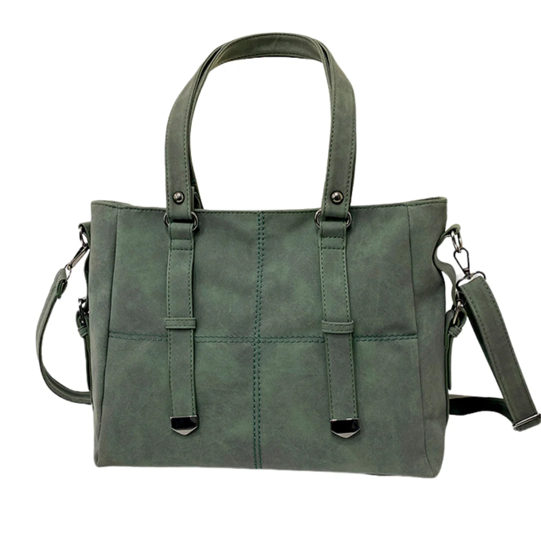 Sac de cours vintage Mirado en faux suède gris, style cours vintage élégamment