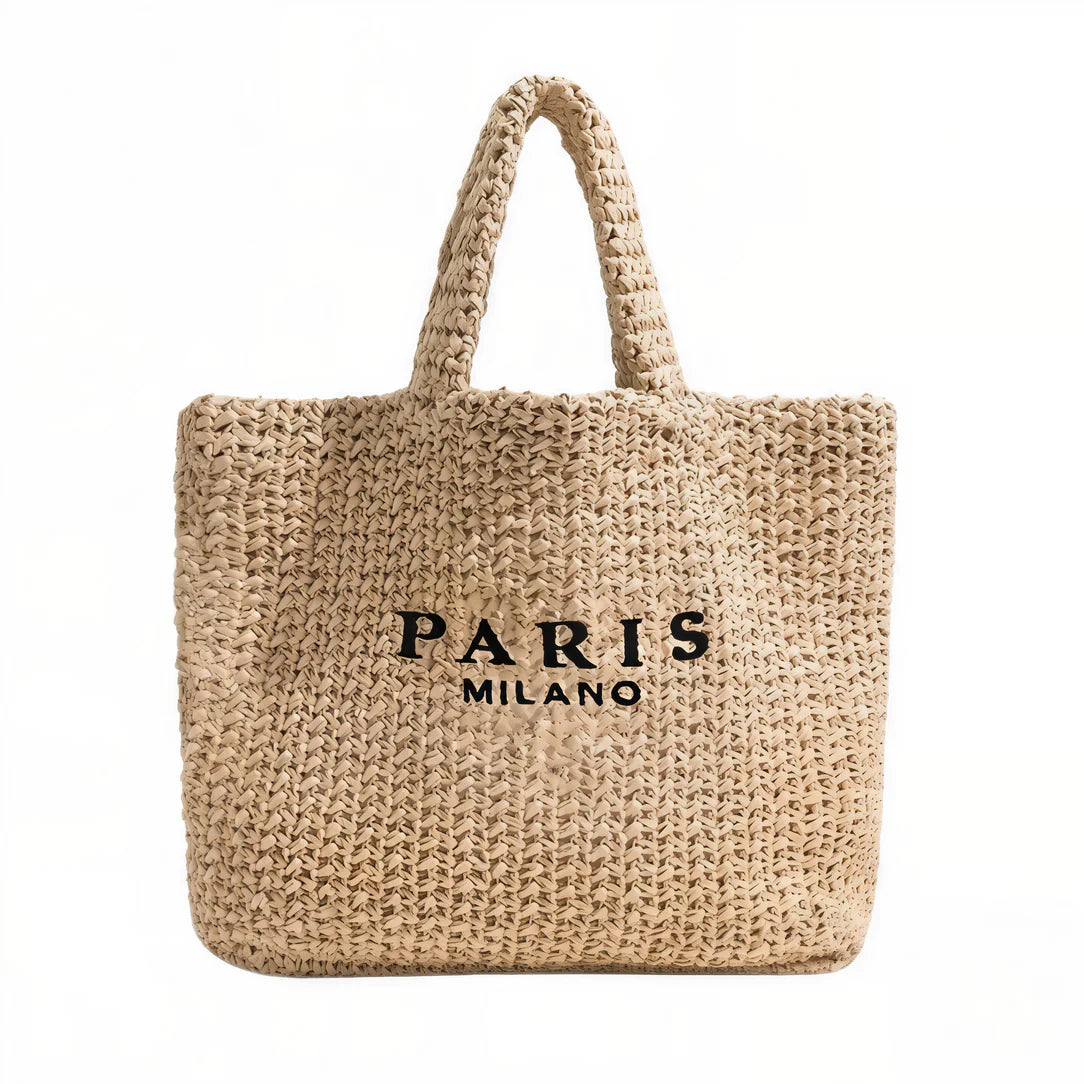 Sac de plage chic Milano avec anses courtes en osier pour un look élégant