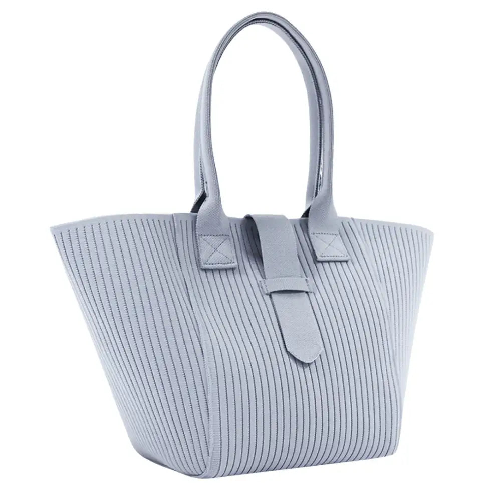 Sac de plage en tissu Brisa avec gras ribbed gris et espace pour crème solaire