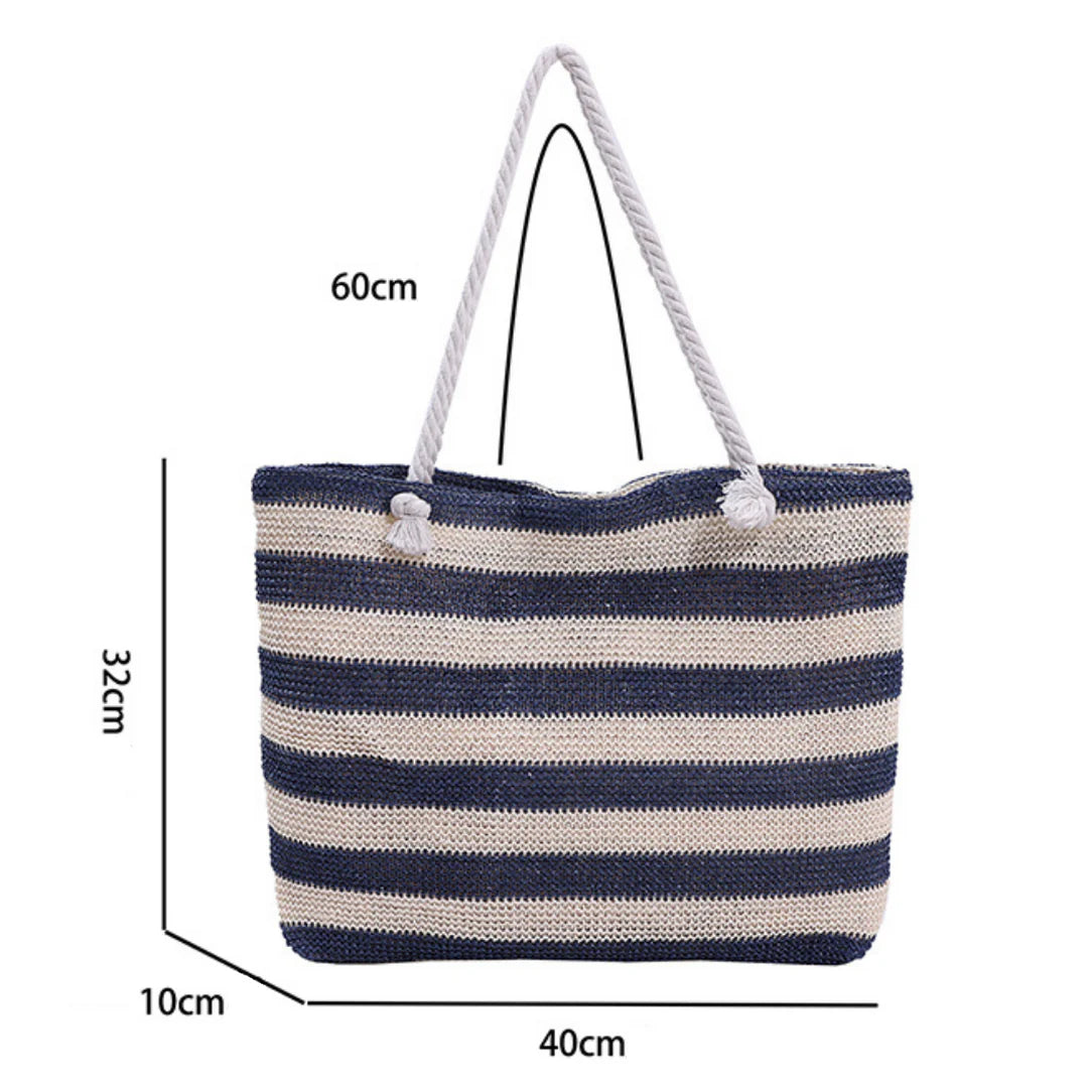 Sac de plage fourre tout Trégana avec rayures et poignées en corde