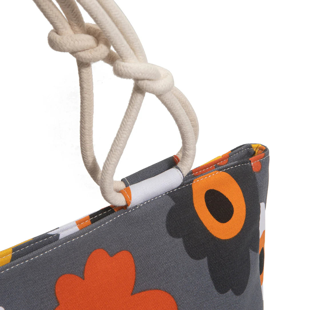 Sac de plage motif fleurs avec poignée en corde, idéal pour l’été et la plage