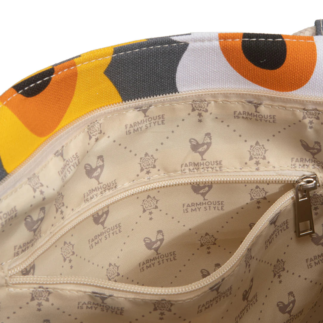 Sac de plage motif fleurs avec sac fourre-tout ouvert et doublure à motifs vibrant