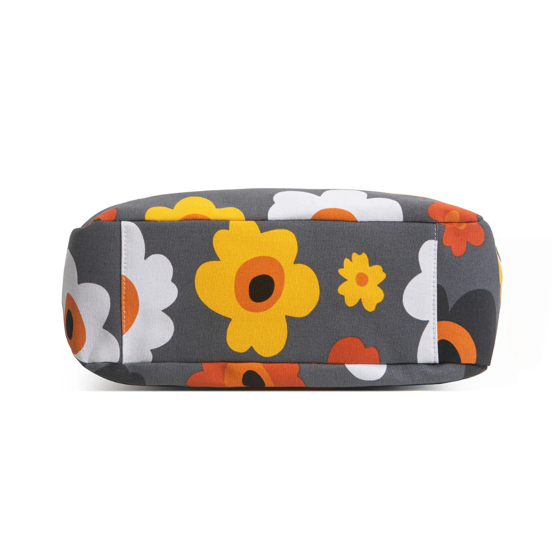 Sac de plage gris à motif floral pour un style élégant et estival