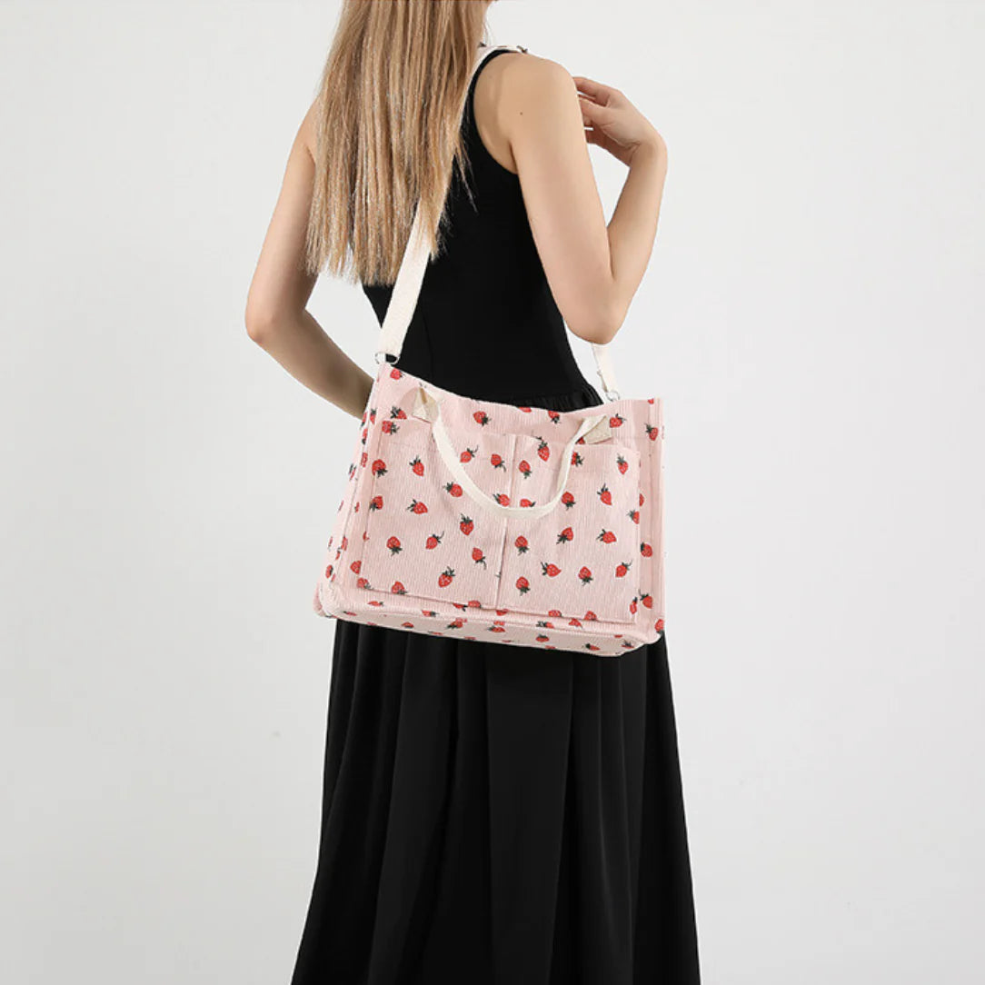 Sac de plage motif fraise avec motif fraise et motif plage pour l’été