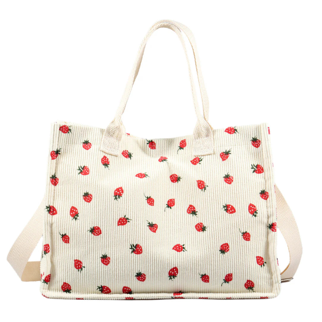 Sac de plage motif fraise en corduroy avec motif fraise et plage motif Baya