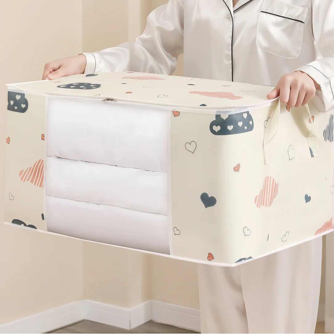 Contenant de rangement en forme de cœur avec fenêtre transparente pour sac de rangement couette