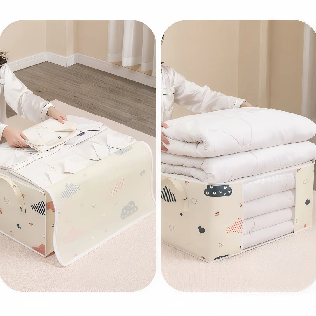 Sac de rangement couette avec fenêtre transparente pour format valise, pratique et élégant