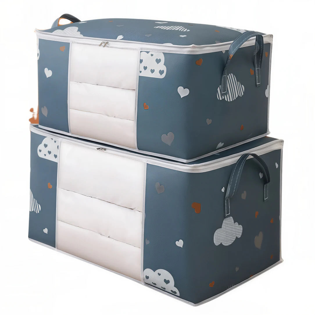 Deux conteneurs de rangement en tissu avec fenêtre transparente pour Sac de rangement couette