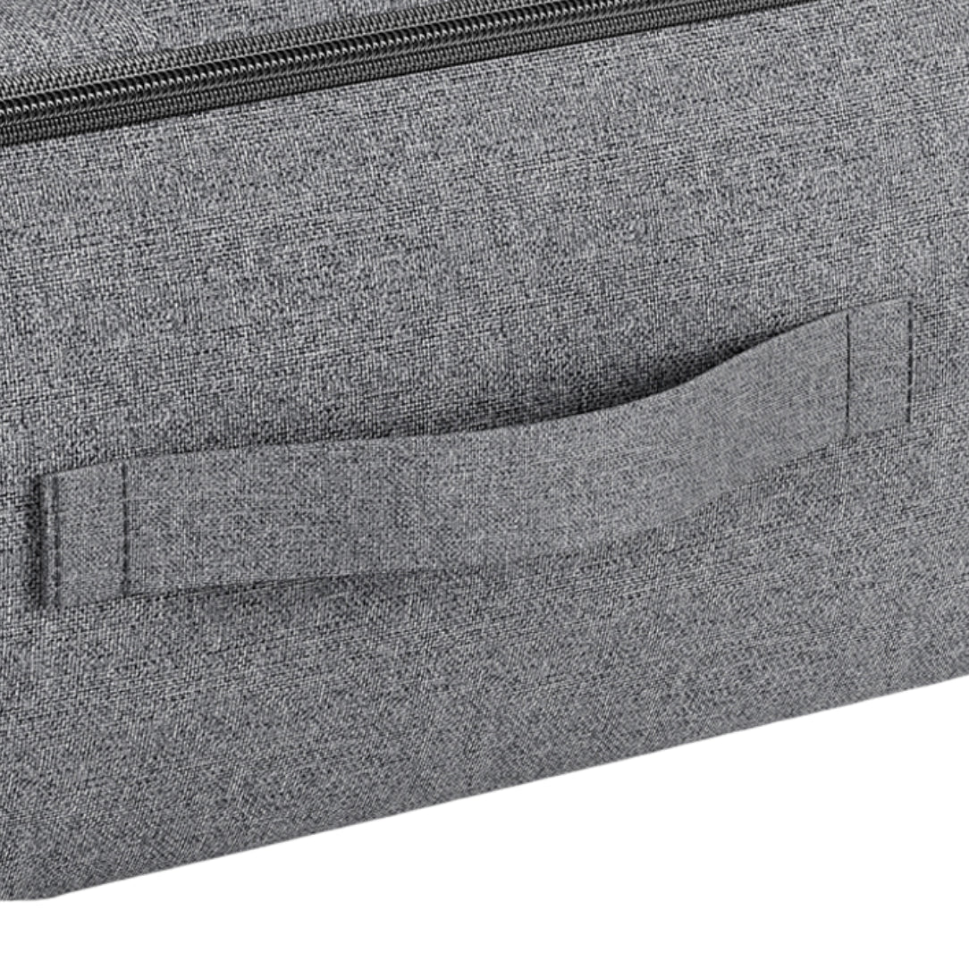 Sac de rangement pour vêtement sous lit gris avec fenêtre transparente et ouverture zippée