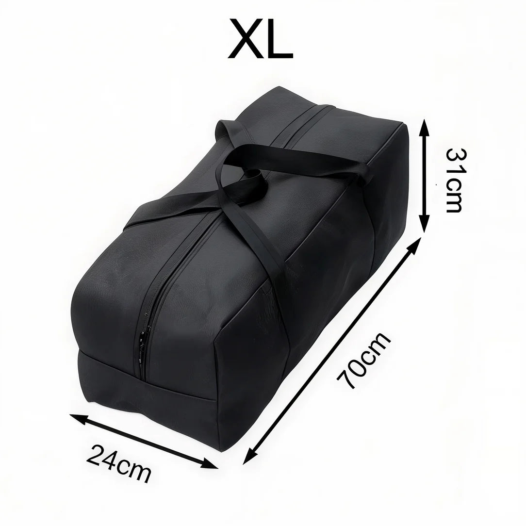 Sac de rangement pour voyage noir XL avec dimensions détaillées