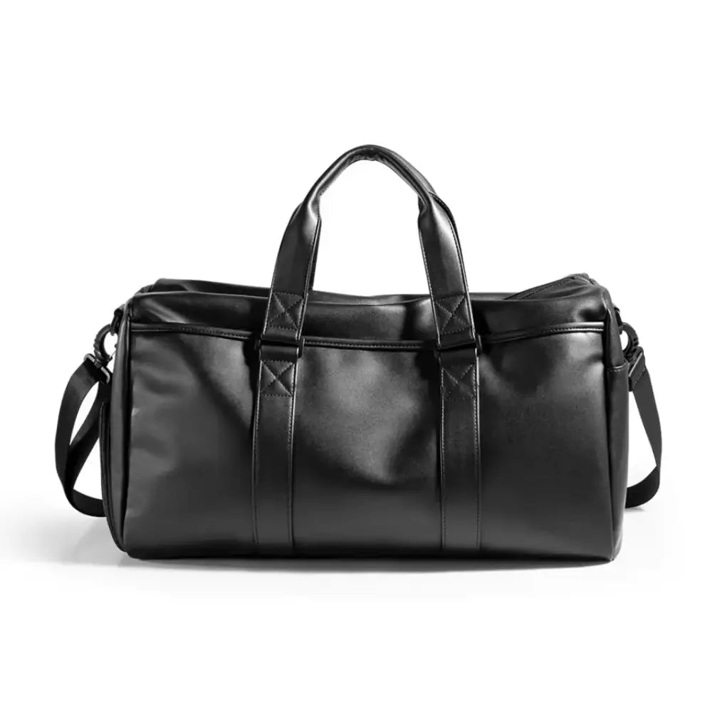 Sac de sport en cuir noir.