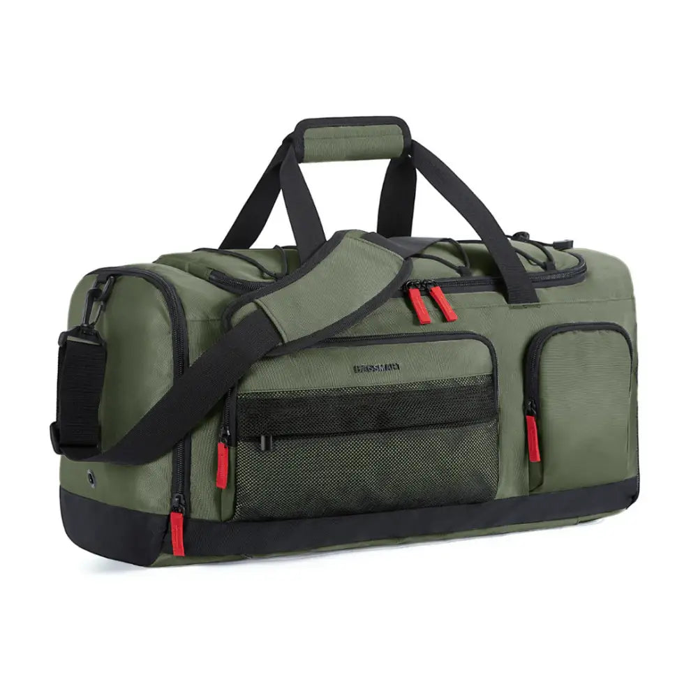 Sac de voyage 40l Travira40 en vert olive avec accents rouges, sac de sport élégant