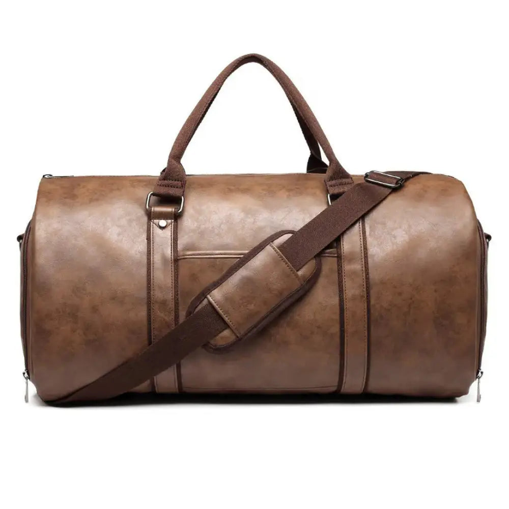 Sac de voyage en cuir Baltan avec sac de sport en cuir brun élégant