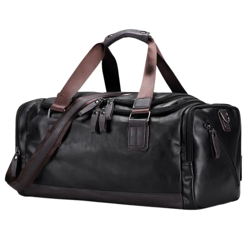 Sac de voyage en cuir vintage OldSmith avec un sac de sport en cuir noir