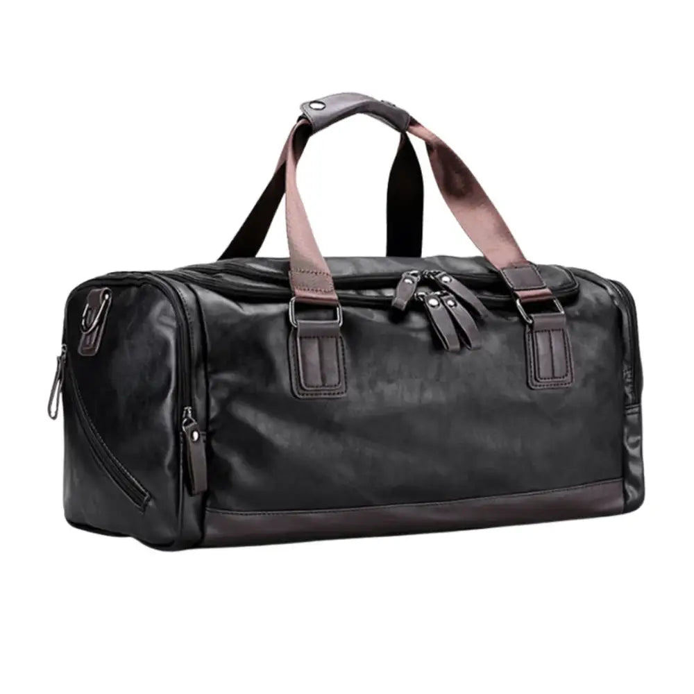 Sac de voyage en cuir vintage en cuir noir, idéal pour un style élégant et pratique