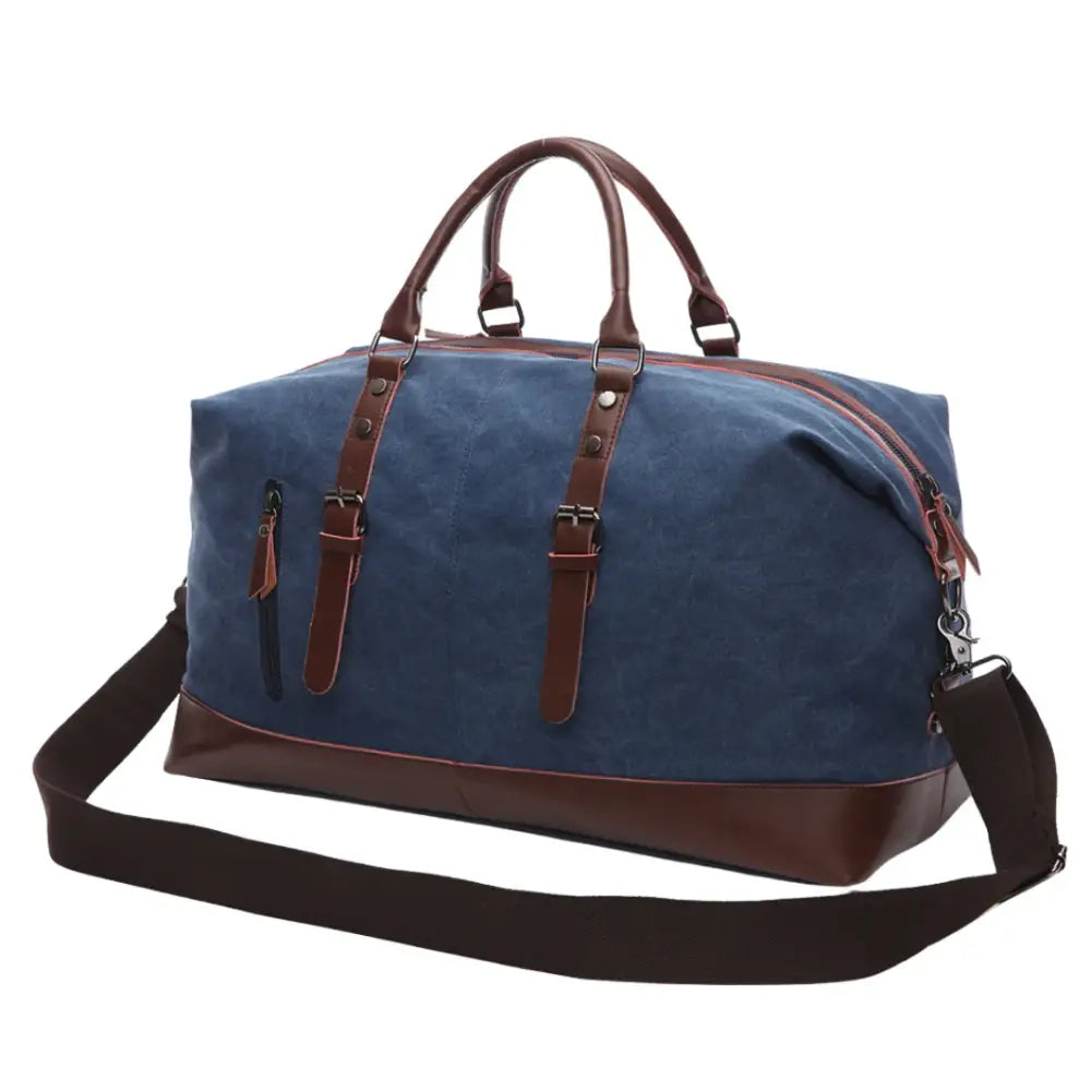 Sac de voyage en tissu Trekon avec duffel bag bleu et brun pour vos voyages