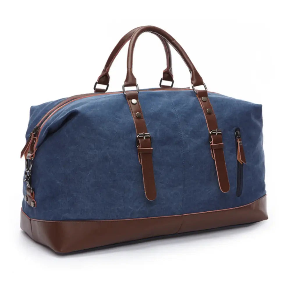 Sac de voyage en tissu Trekon avec sac de sport bleu et marron, élégant et pratique