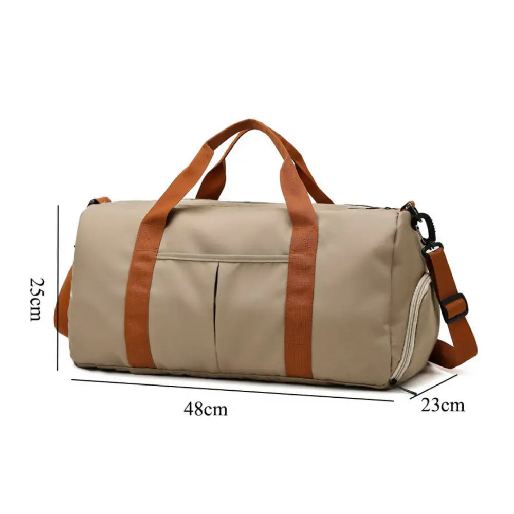 Sac de voyage femme XL Soléa avec sac de voyage beige et bandoulière marron