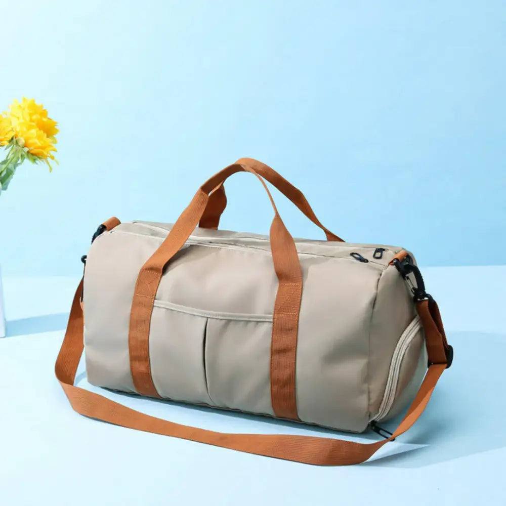 Sac de voyage femme xl Soléa, beige sac de voyage avec bretelles marron