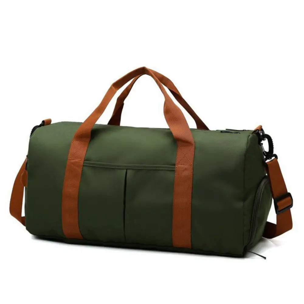 Sac de voyage femme XL Soléa avec sac à dos vert et bretelles marron