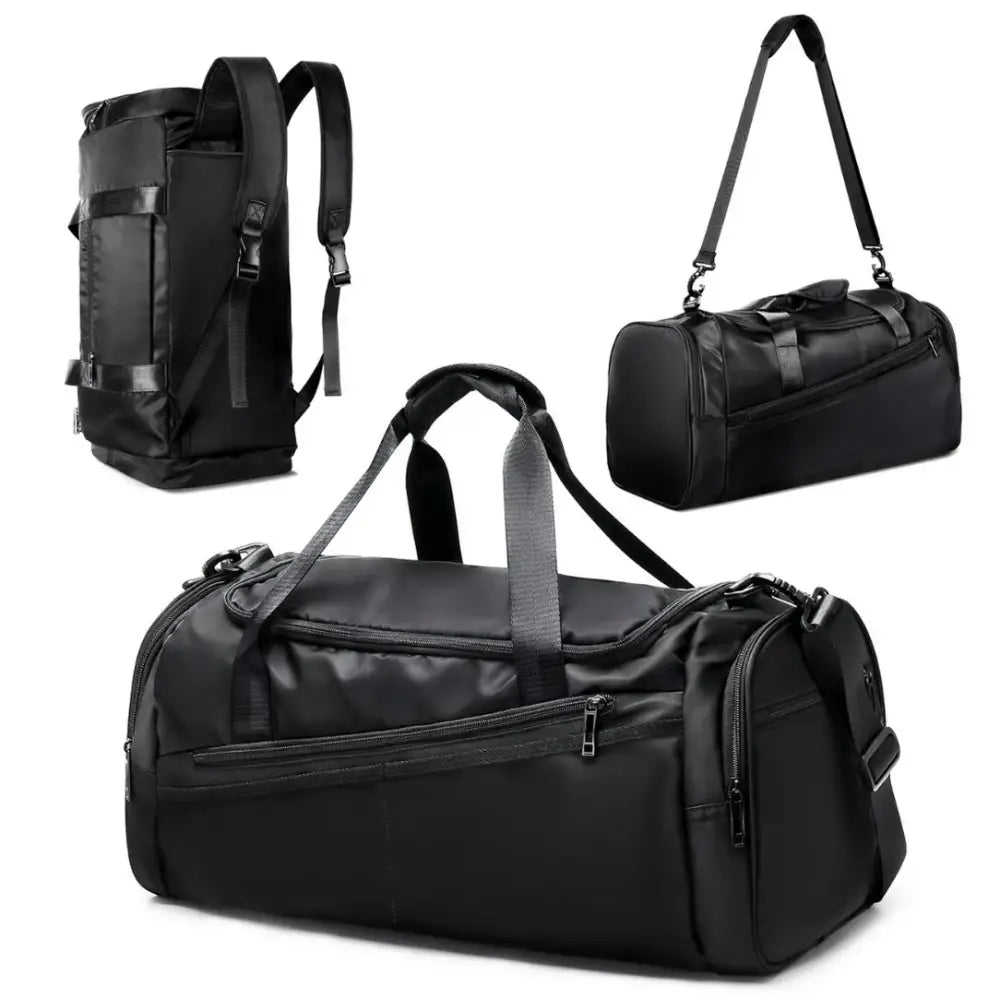 Trois sacs de voyage XXL en noir, parfaits pour un voyage XXL robuste