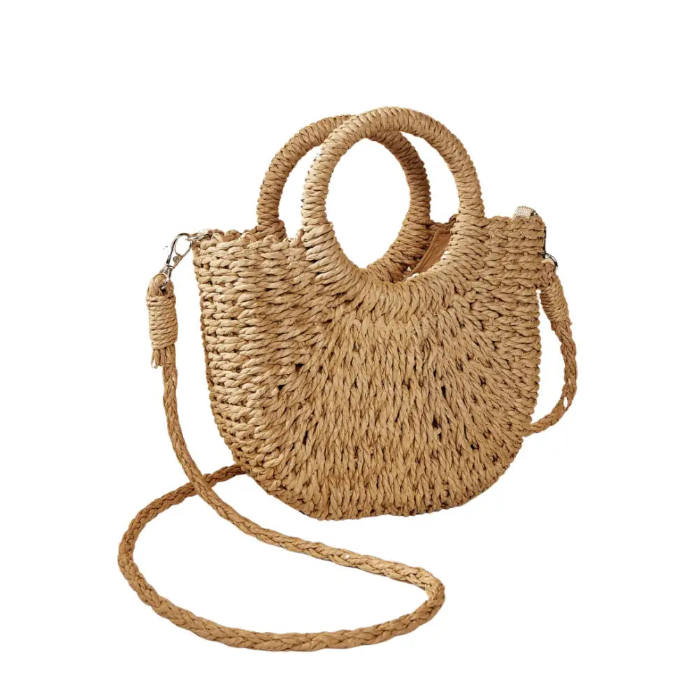 Sac demi lune en paille avec shoulder strap, parfait sac demi lune tendance