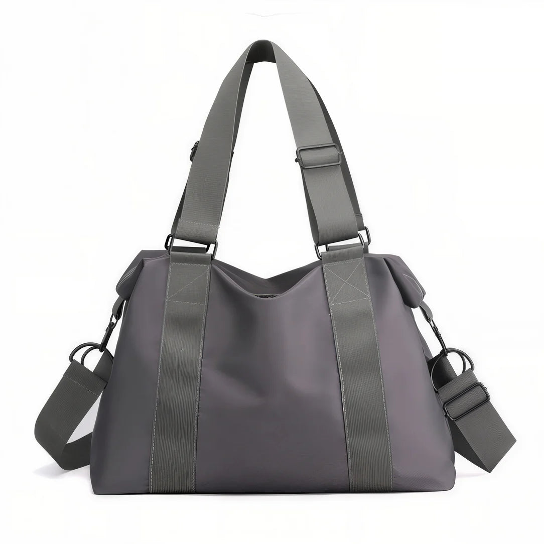 Sac femme nylon Nolka avec anses larges et bandoulière amovible, gray duffel bag