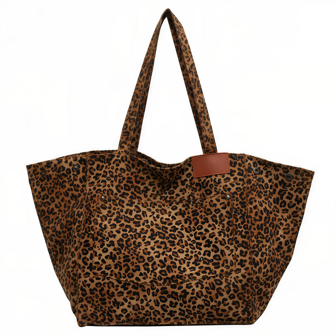 Sac fourre-tout léopard en toile avec motifs sauvages et style tendance