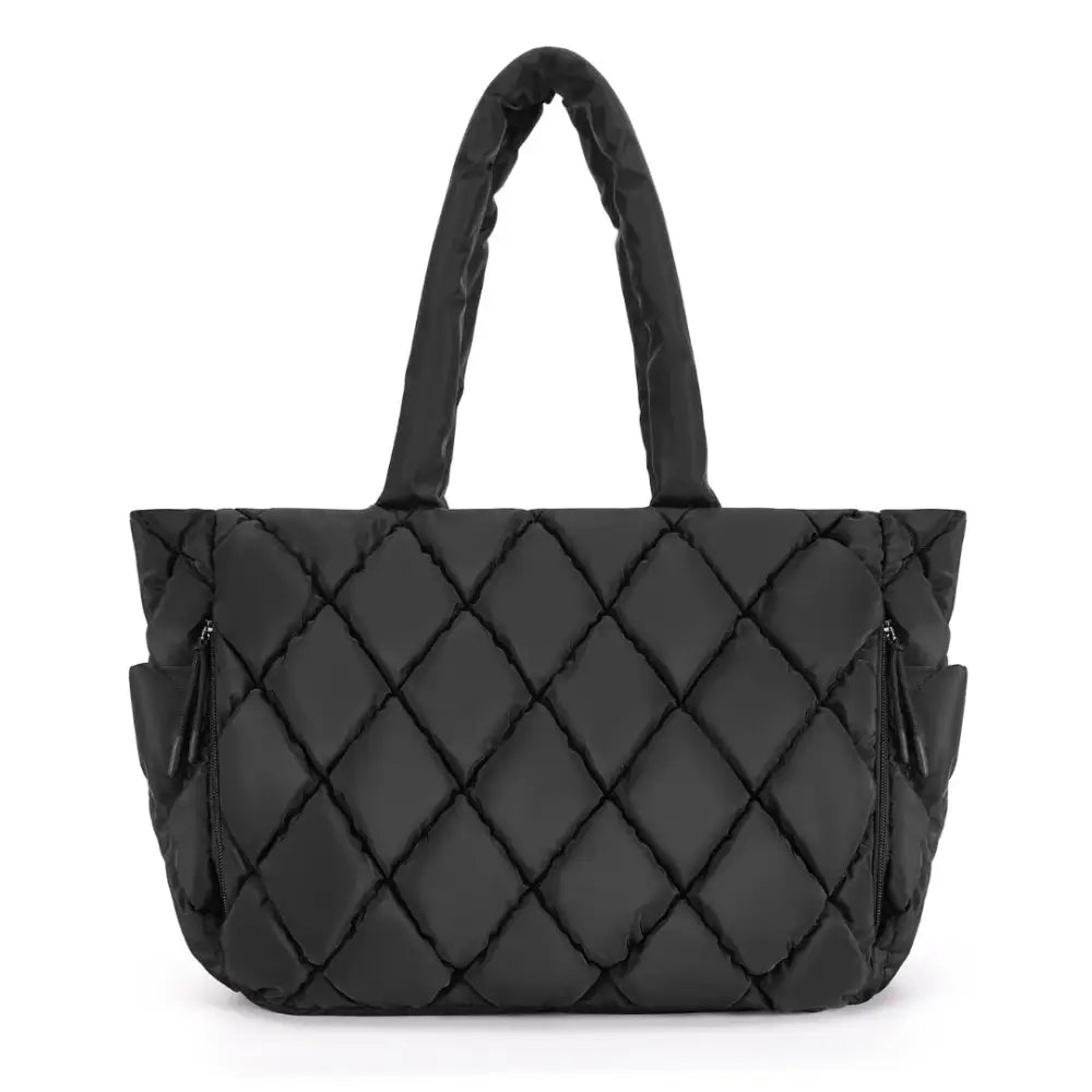 Sac fourre tout matelassée noir, sac fourre tendance en cuir synthétique