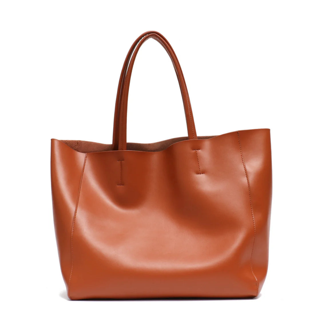 Sac fourre-tout souple en cuir marron Avelor, élégant sac fourre pour femme
