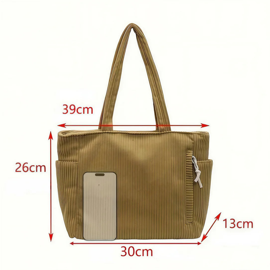 Sac fourre tout velours côtelé Dunevel avec dimensions, style rétro et modernes