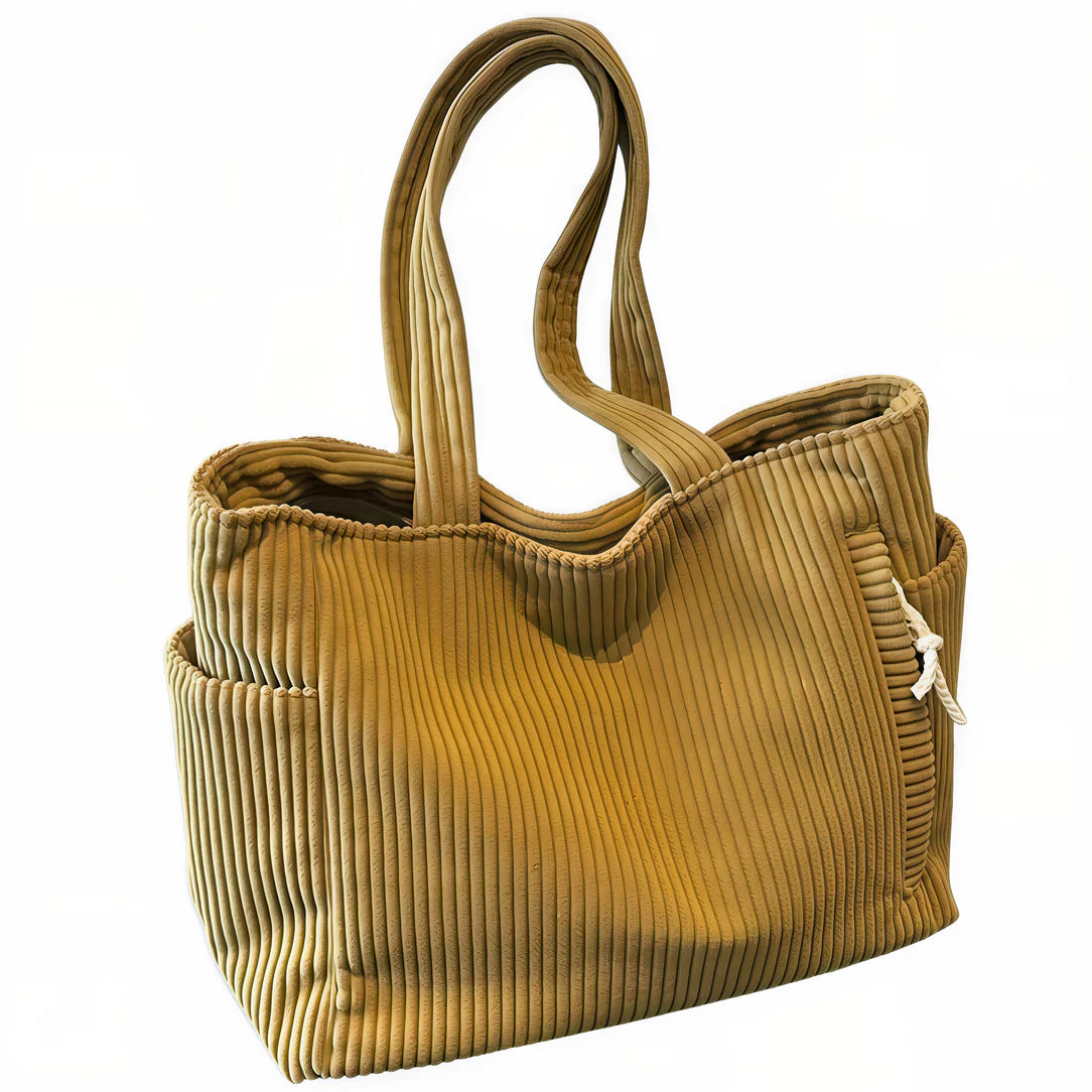 Sac fourre en velours côtelé olive vert style rétro Dunevel